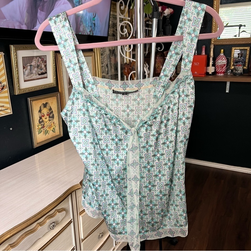 Antonio Melani Silk Spaghetti Strap Blouse Medium